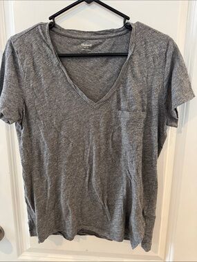 Madewell Heather Gray V-Neck Pocket Tee